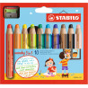 4006381346917 - WOODY 10 CRAYONS COLORIS ASSORTIS