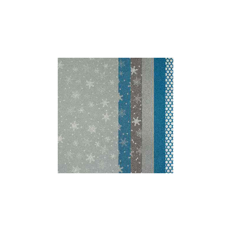 3134725018310 - 6 FEUILLES ADHESIVES PAILLETEES 24X32CM GIVRES
