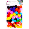 3701385300866 - 100 POMPONS À TROUS TAILLES ET COLORIS ASSORTIS
