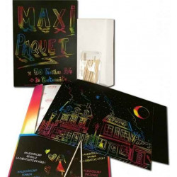3134725024380 - 30 CARTES A GRATTER A4 NOIR/MULTICOULEUR