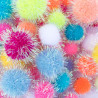 8428885450208 - 200 POMPONS IRISÉS TAILLES ET COULEURS ASSORTIES