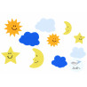 8428885387436 - 30 SOLEILS, LUNES, ETOILES ET NUAGES CAOUTCHOUC ADHÉSIF ASSORTIS