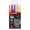 3296280046792 - UNI-CHALK 4 MARQUEURS POINTE CONIQUE MOYENNE COLORIS FLUOS ASSORTIS