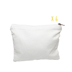 3700773314430 - 6 TROUSSES MAQUILLAGE 100% COTON ÉCRU