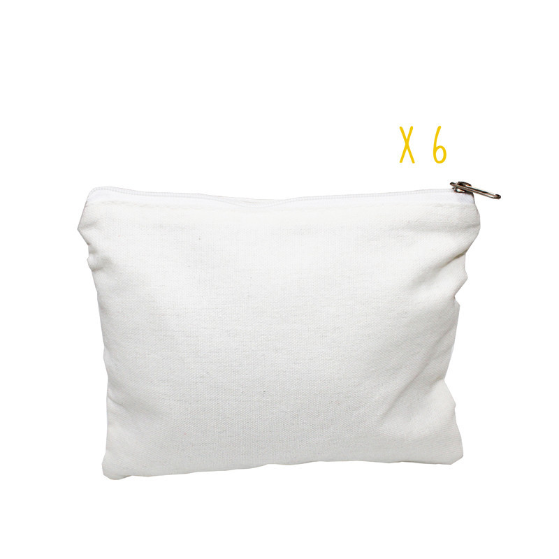 3700773314430 - 6 TROUSSES MAQUILLAGE 100% COTON ÉCRU