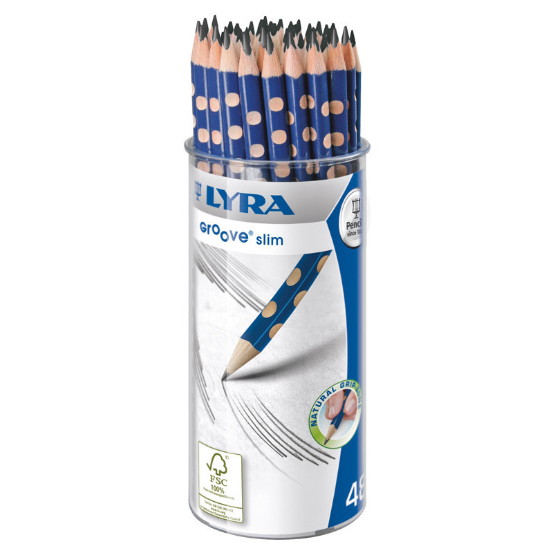 4084900103593 - GROOVE SLIM HB POT 48 CRAYONS GRAPHITE