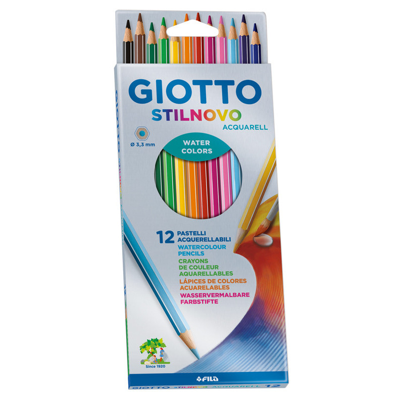 8000825255700 - STILNOVO AQUARELLABLE 12 CRAYONS COULEURS ASSORTIS