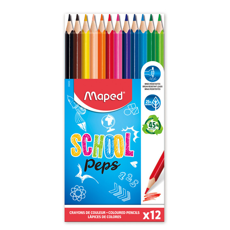 3154148320302 - SCHOOLPEP'S 12 CRAYONS COULEURS ASSORTIS