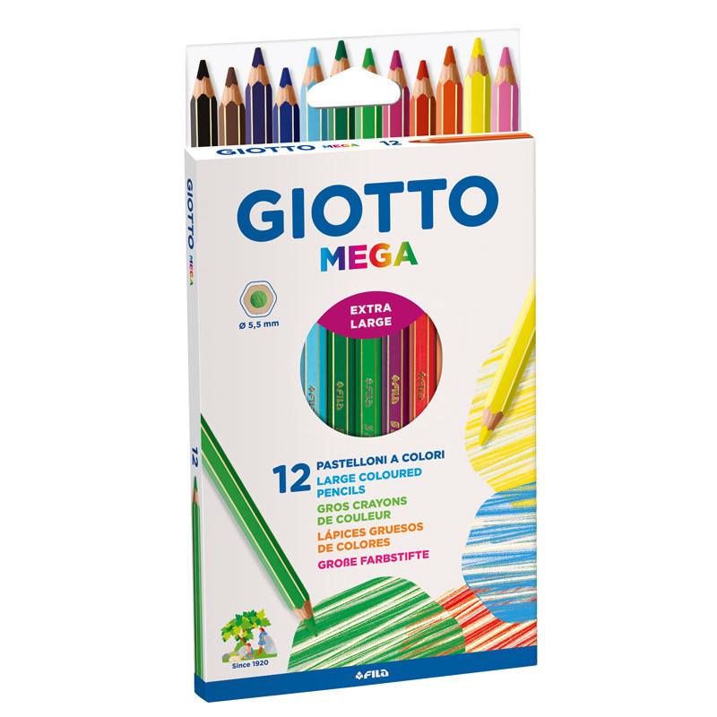 8000825225109 - MÉGA 12 CRAYONS COULEURS ASSORTIS