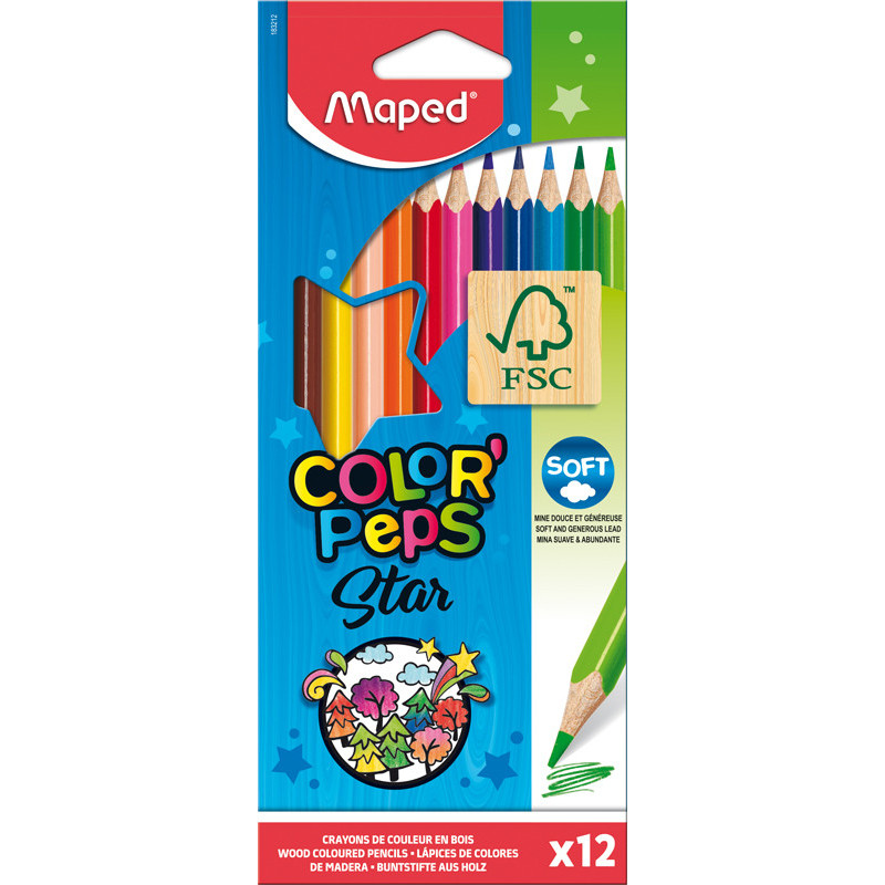 3154141832123 - COLOR PEP'S STAR 12 CRAYONS COULEURS ASSORTIS