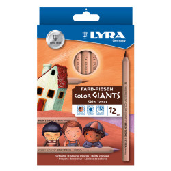 4084900421994 - COULEURS GÉANTES 12 CRAYONS COULEURS PEAUX ASSORTIS