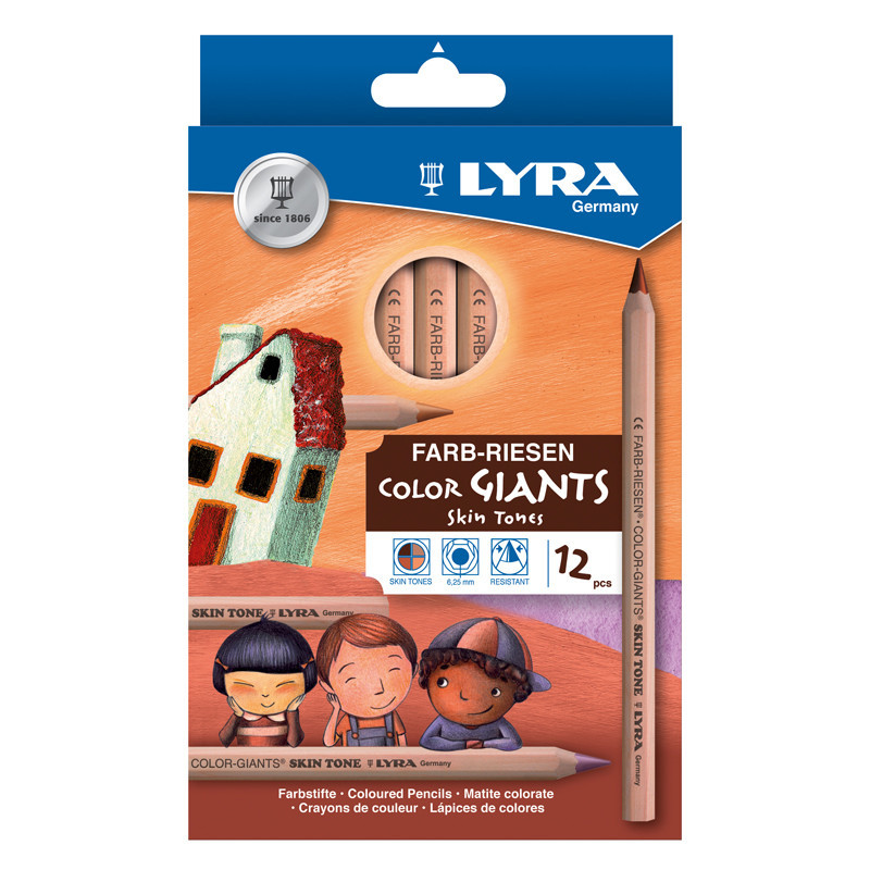 4084900421994 - COULEURS GÉANTES 12 CRAYONS COULEURS PEAUX ASSORTIS