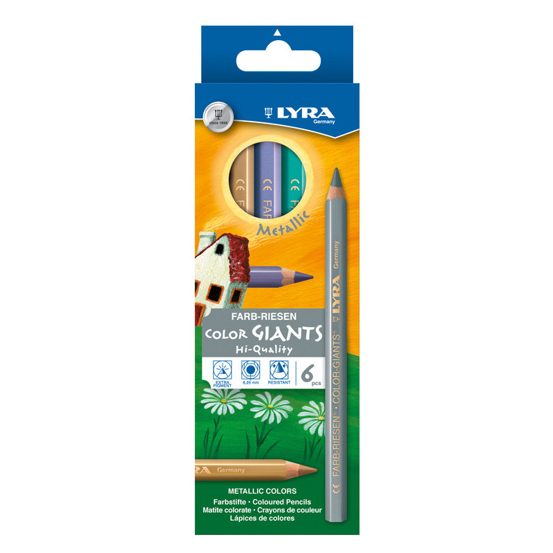 4084900270899 - COULEURS GÉANTES 6 CRAYONS COULEURS MÉTALLIQUES ASSORTIS