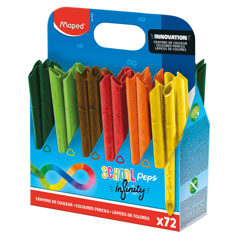 3154148616054 - SCHOOL'PEPS INFINITY POT DE 72 CRAYONS DE COULEURS ASSORTIS