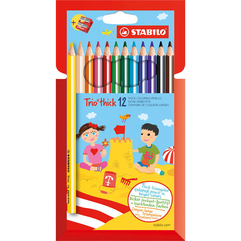 4006381357760 - TRIO THICK 12 CRAYONS COULEURS ASSORTIS