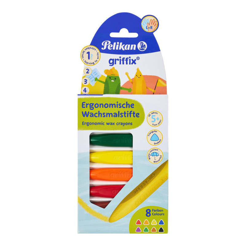 8 CRAYONS CIRE TRIANGULAIRES GRAFFIX COLORIS ASSORTIS