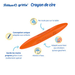 8 CRAYONS CIRE TRIANGULAIRES GRAFFIX COLORIS ASSORTIS