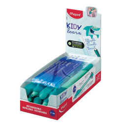 3154142295040 - 1 CLASSPACK 12 STYLOS D'APPRENTISSAGE EFFACABLE KIDY LEARN REQUIN + 6 RECHARGES OFFERTES