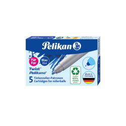 5 CARTOUCHES ROLLER PELIKANO TWIST ECO COLORIS BLEU