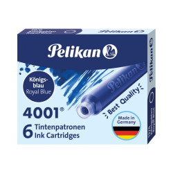 6 CARTOUCHES ENCRE COURTES BLEU PELIKAN 4001