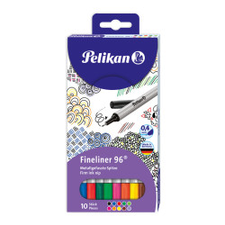 PELIKAN 96 10 FEUTRES ECRITURE FINE COLORIS ASSORTIS