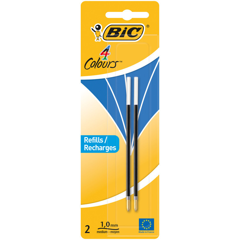 3086123402942 - BIC 4 COULEURS 2 RECHARGES BLEU