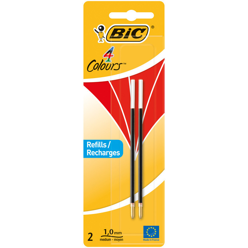 3086123397699 - BIC 4 COULEURS 2 RECHARGES ROUGE