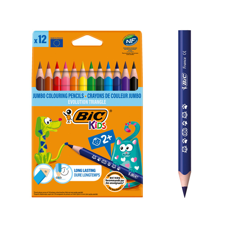 3086124001632 - KIDS ÉVOLUTION TRIANGLE 12 CRAYONS COULEURS ASSORTIS