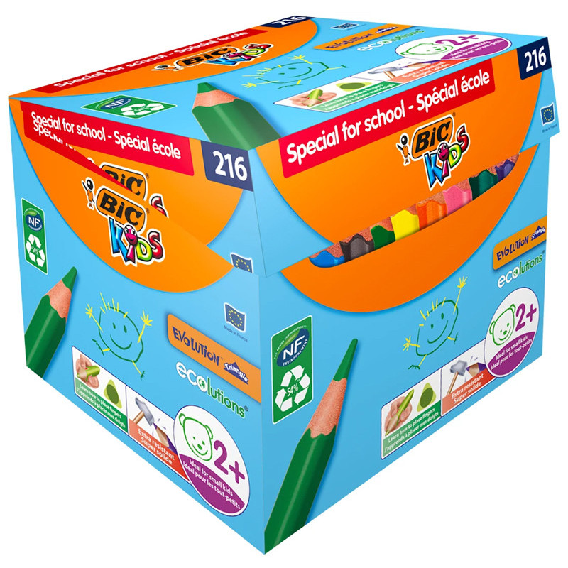 3086123465138 - KIDS ÉVOLUTION TRIANGLE MAXI CLASSPACK 216 CRAYONS COULEURS ASSORTIS