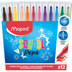 3154148452300 - SCHOOLPEP'S LARGE 12 FEUTRES COLORIS ASSORTIS