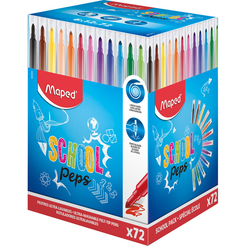 3154148450009 - SCHOOLPEP'S LARGE POT 72 FEUTRES COLORIS ASSORTIS
