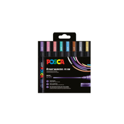 3296280021737 - POSCA PC-5M 8 MARQUEURS COLORIS MÉTAL ASSORTIS