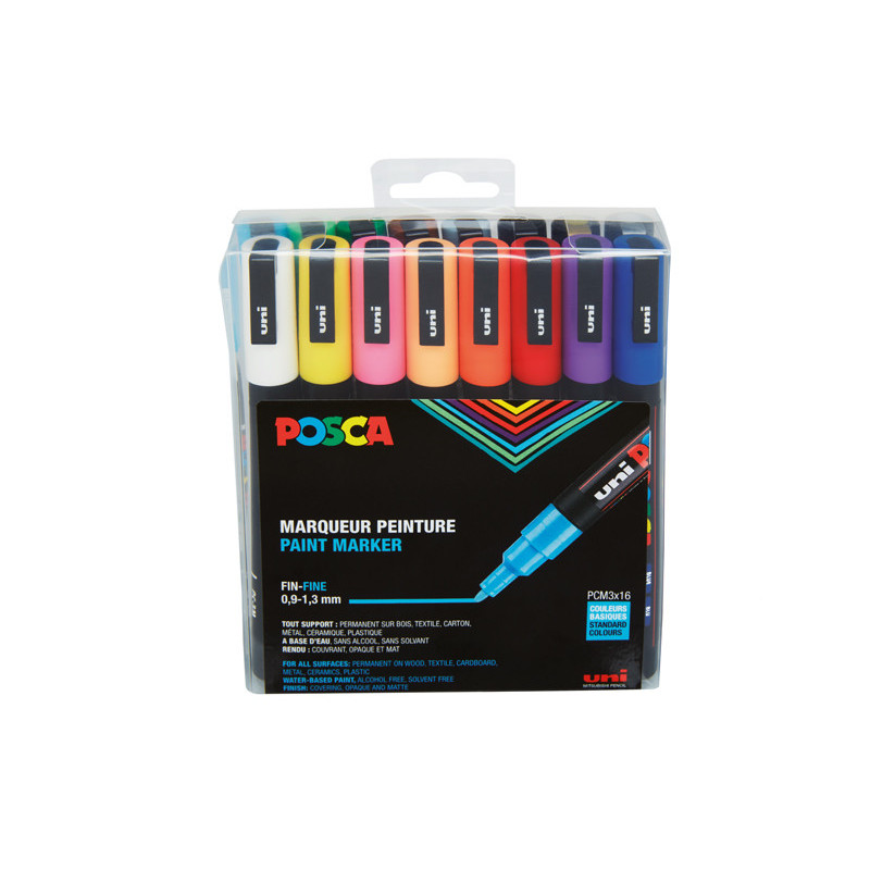 3296280033365 - POSCA PC-3M 16 MARQUEURS COLORIS ASSORTIS
