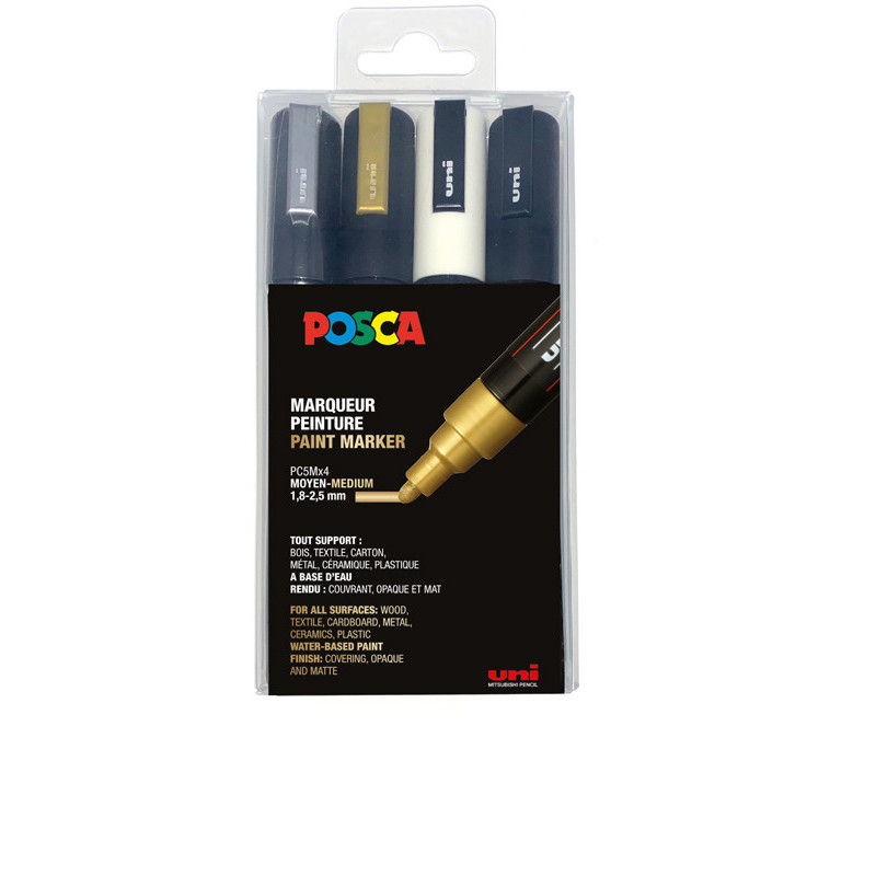 3296280033426 - POSCA PC-5M 4 MARQUEURS SPÉCIAL FÊTES