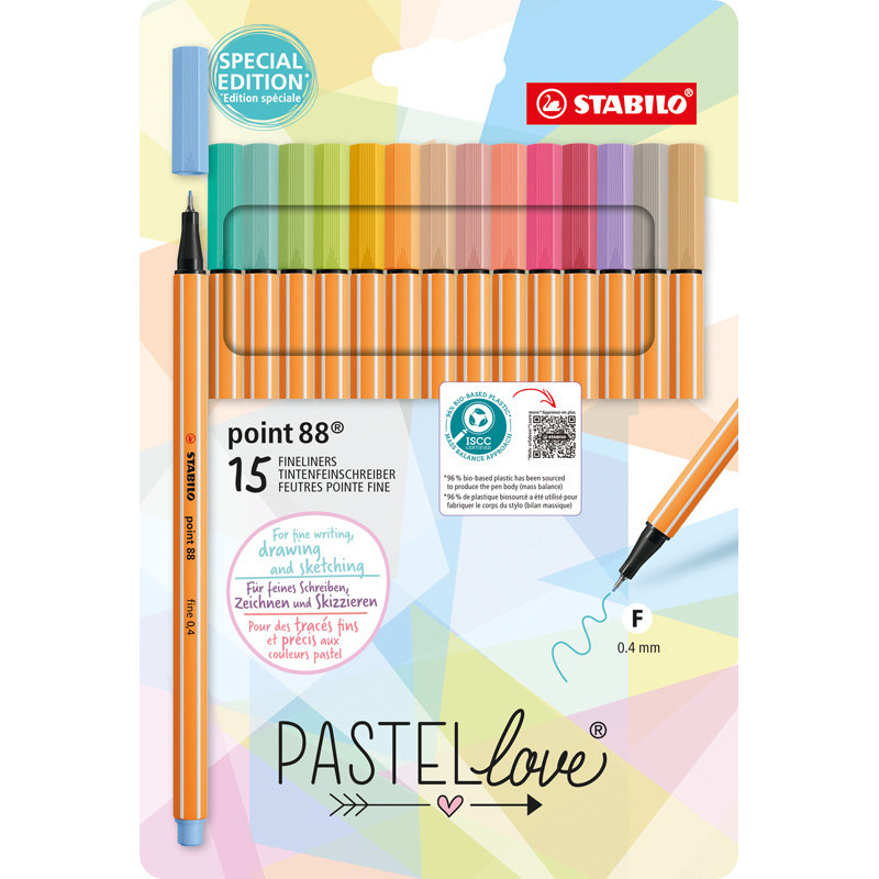 4006381595087 - POINT 88 15 FEUTRES COLORIS PASTELS ASSORTIS