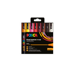 3296280033457 - POSCA PC-5M 8 MARQUEURS COLORIS CHAUDS ASSORTIS