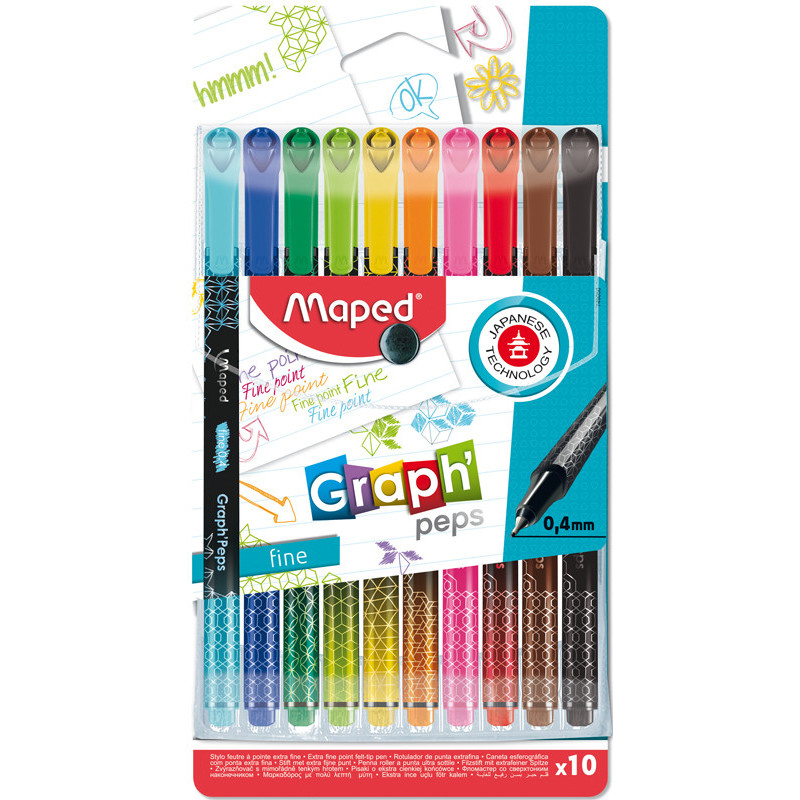 3154147490501 - GRAPH PEP'S ECRITURE FEUTRE FIN ASSORTIS LOT DE 10