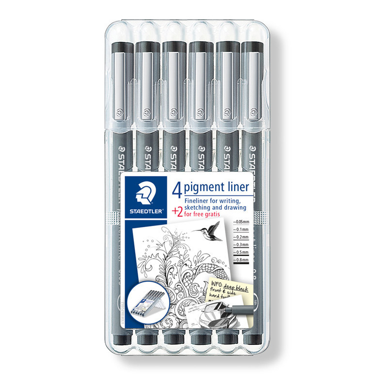 4007817308356 - PIGMENT LINER 6 FEUTRES NOIRS