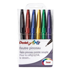 3474379287060 - 6 FEUTRES PINCEAUX SES15C COLORIS ASSORTIS