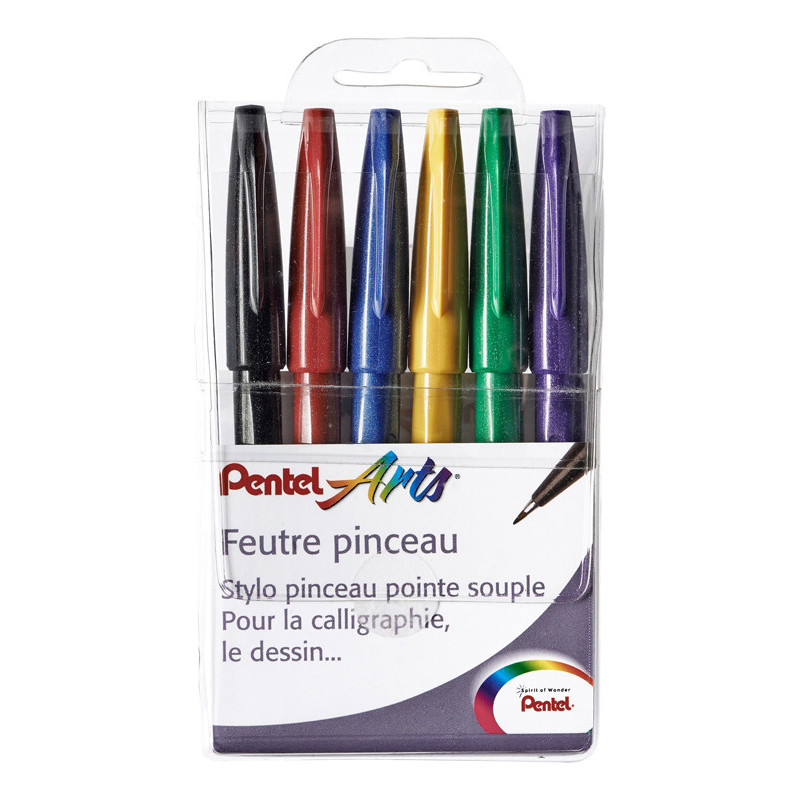3474379287060 - 6 FEUTRES PINCEAUX SES15C COLORIS ASSORTIS
