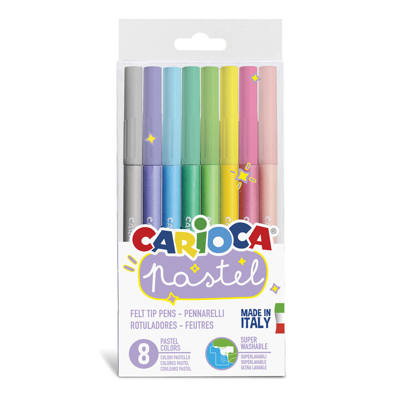 8003511430320 - CARIOCA 8 FEUTRES DESSIN COLORIS PASTELS ASSORTIS