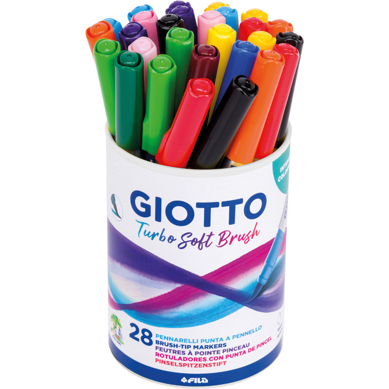 8000825013966 - TURBO SOFT BRUSH POT 28 FEUTRES PINCEAUX COLORIS ASSORTIS