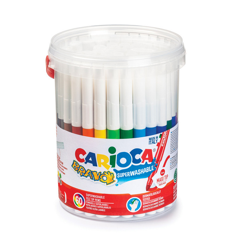 8003511401009 - CARIOCA BRAVO POT 60 FEUTRES COLORIS ASSORTIS