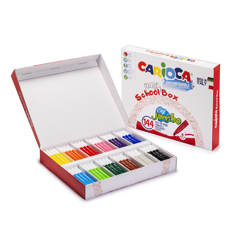 8003511438265 - CARIOCA JUMBO 144 FEUTRES COLORIS ASSORTIS