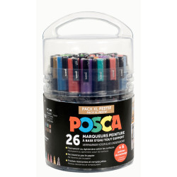 3296280044446 - POSCA POT 26 MARQUEURS COLORIS FESTIFS