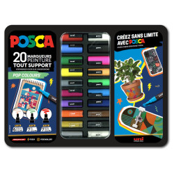 3296280048772 - POSCA MALLETTE METAL DE 20 MARQUEURS POP COLORS