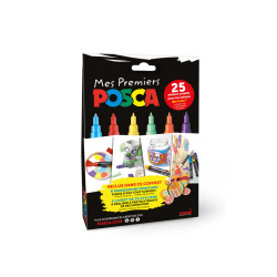 3296280039794 - COFFRET MES PREMIERS POSCA 6 MARQUEURS ASSORTIS + 1 LIVRET DE 25 ATELIERS