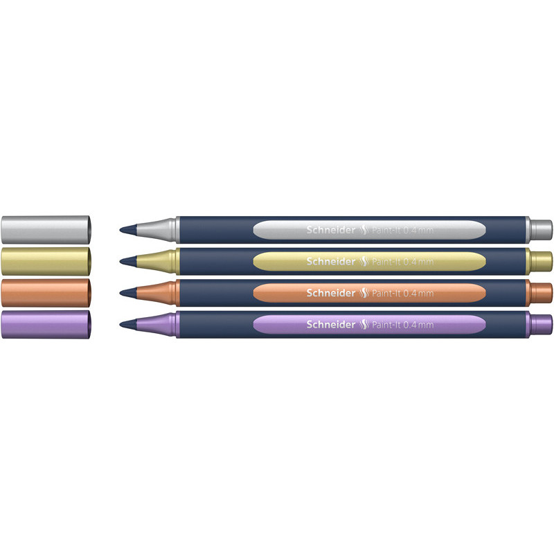 4004675162410 - PAINT-IT M?TALLIC 4 MARQUEURS PEINTURE POINTE FINE COLORIS ASSORTIS