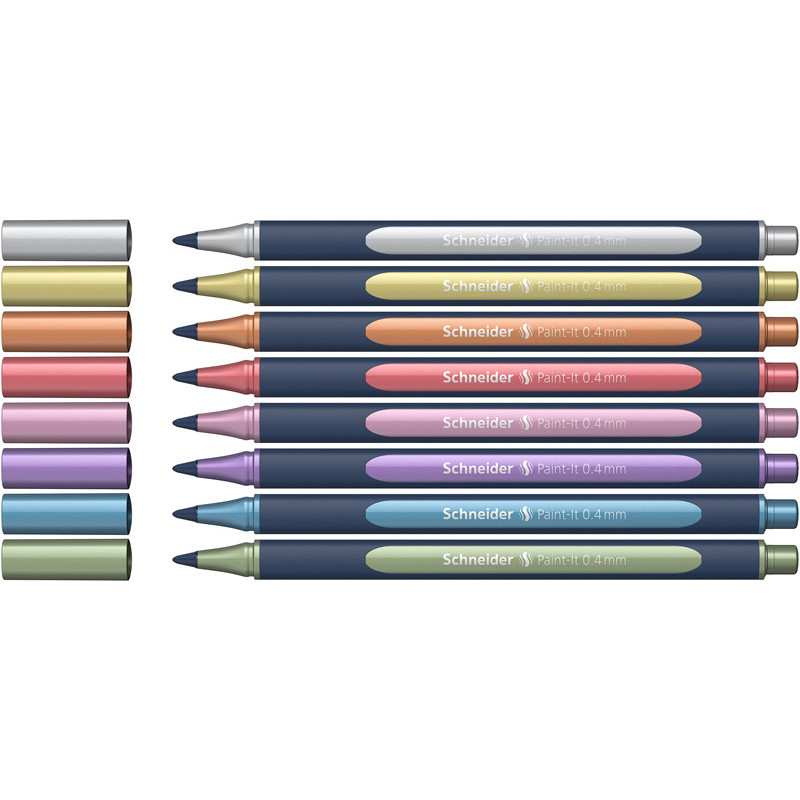 4004675162434 - PAINT-IT M?TALLIC 8 MARQUEURS PEINTURE POINTE FINE COLORIS ASSORTIS