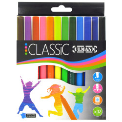 3035266102707 - 12 FEUTRES POINTE LARGE COLORIS ASSORTIS